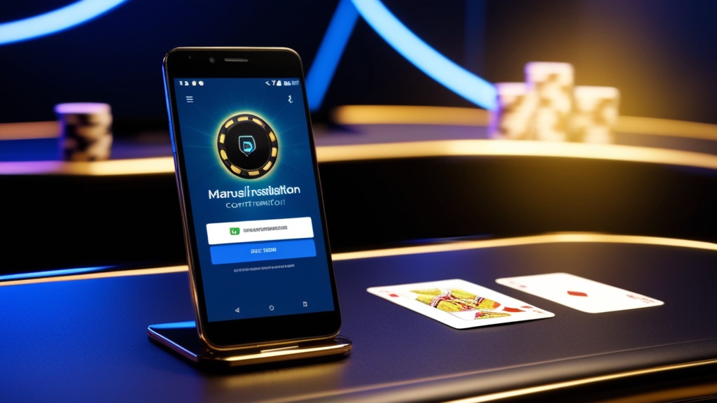 Handmatige APK-installatie op Android met casinoverlichting op de achtergrond