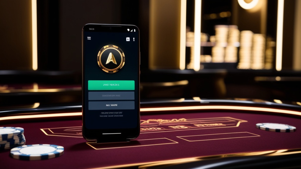 Android-telefoon met APK-installatiescherm in casino-achtige setting