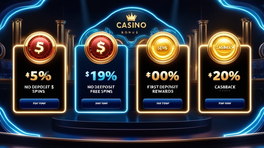 Overzicht van verschillende bonusacties in een donkere casino-setting