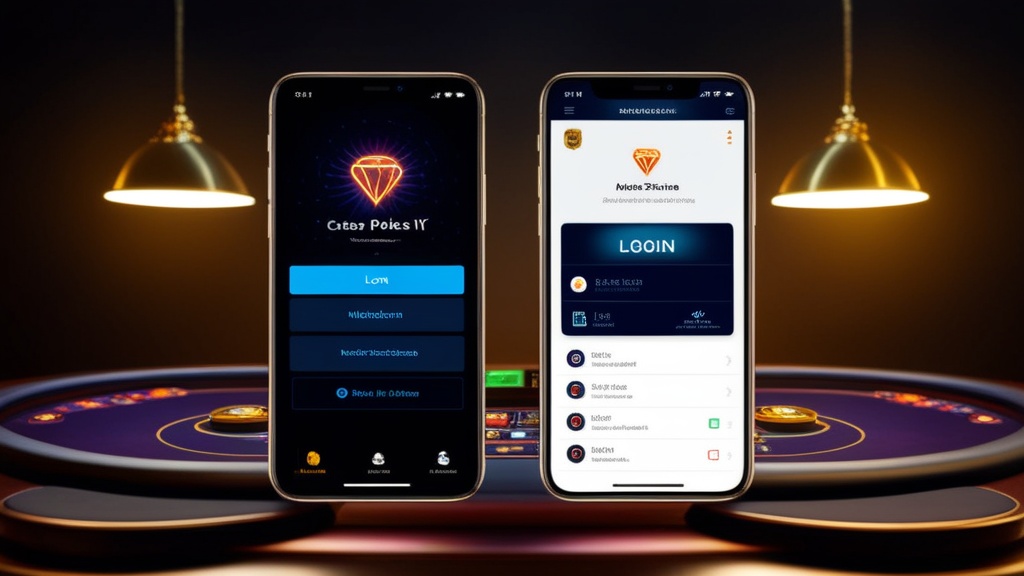 Eerste start van de mobiele casino-app op een verlichte smartphone